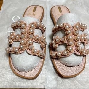 Sam Edelman | 10 | Bay pearl sand linen pearl slide sandals